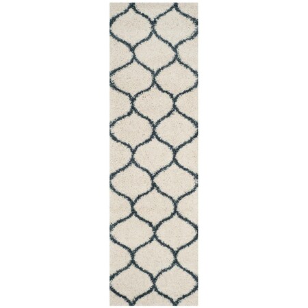 Safavieh Sgh-Hudson Shag Power Loomed Runner Rug; Ivory & Slate Blue - 2 ft. 3 in. x 10 ft. SGH280T-210